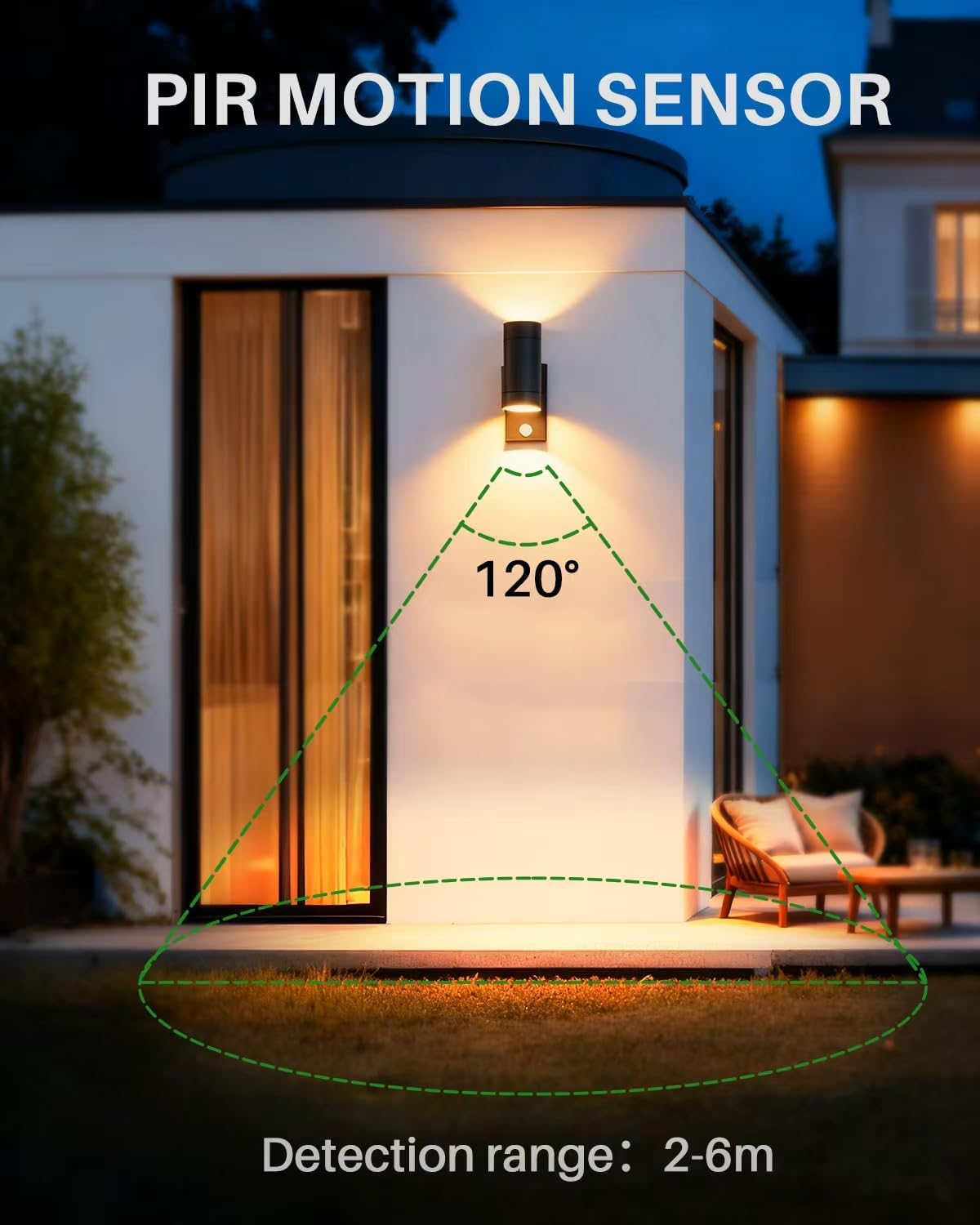 Thumbnail 4 de PIR Outdoor Wall Lights IP65 Up and Down with Motion Sensor, Anthracite (Mains Powered, GU10) – 1 Pack