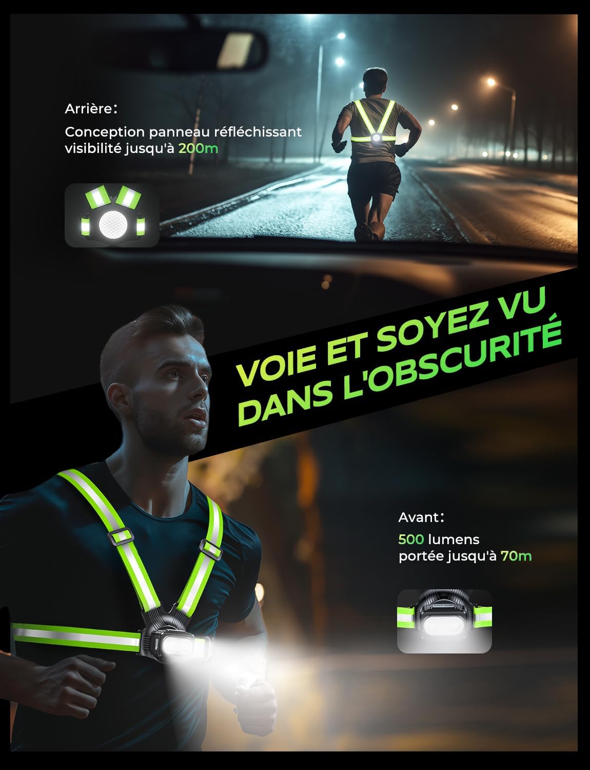 Thumbnail 3 de Rolgno 500LM Lampe Course à Pied 45°