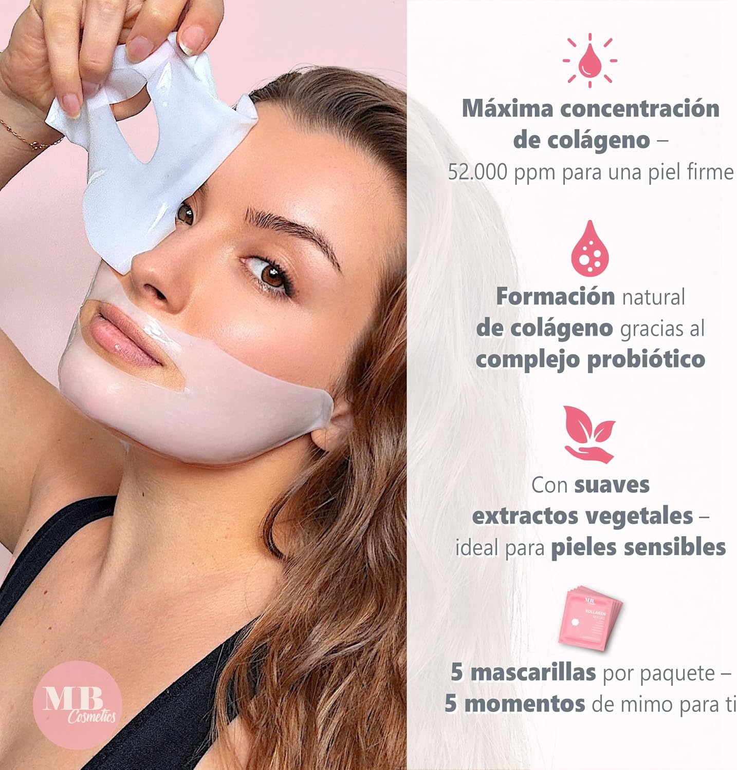 Detalle 2 de MB Cosmetics Mascarilla de colágeno 52.000 ppm 5 unidades