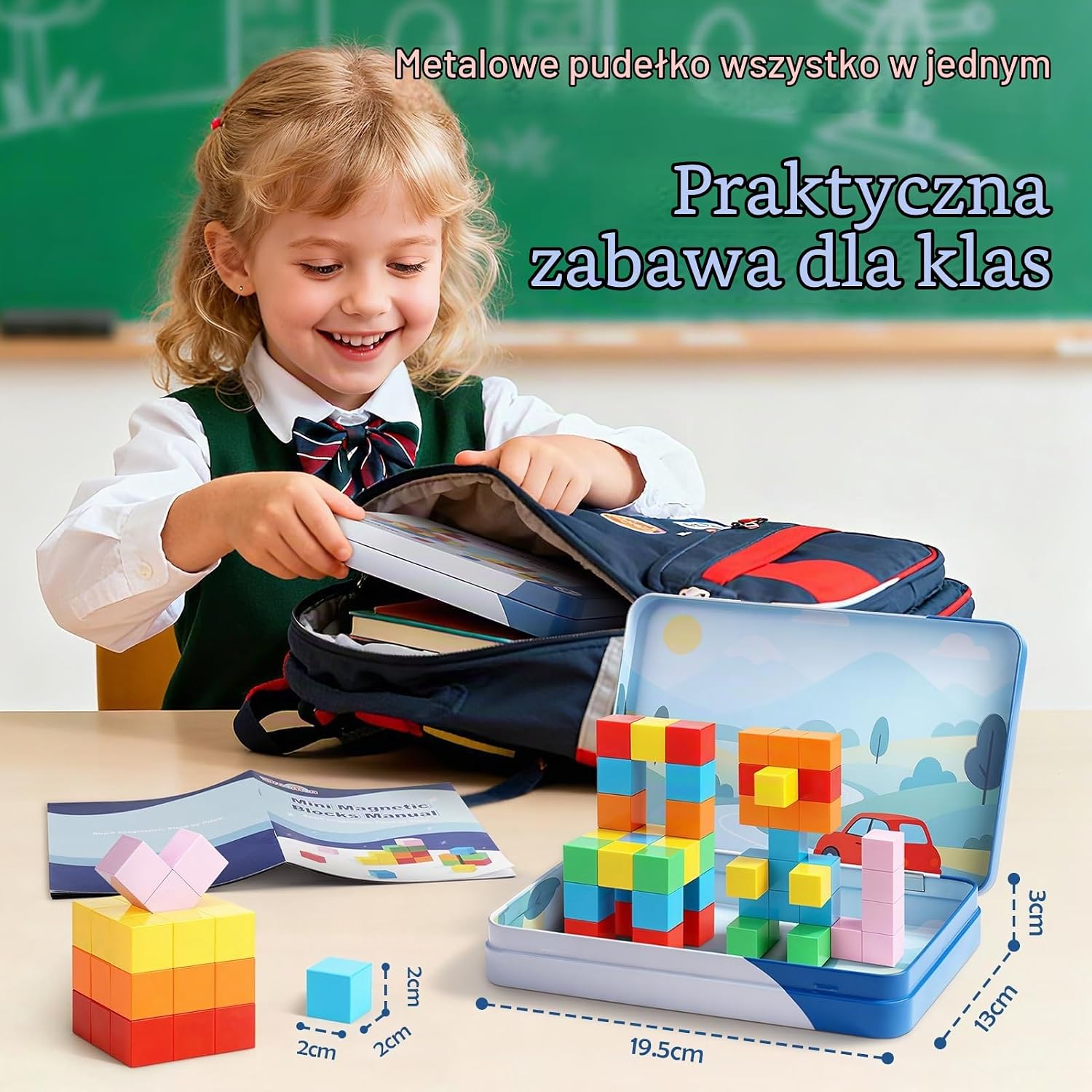 Detalle 2 de Dreamon MX159 – mini klocki magnetyczne, 52 elementy w metalowym pudełku