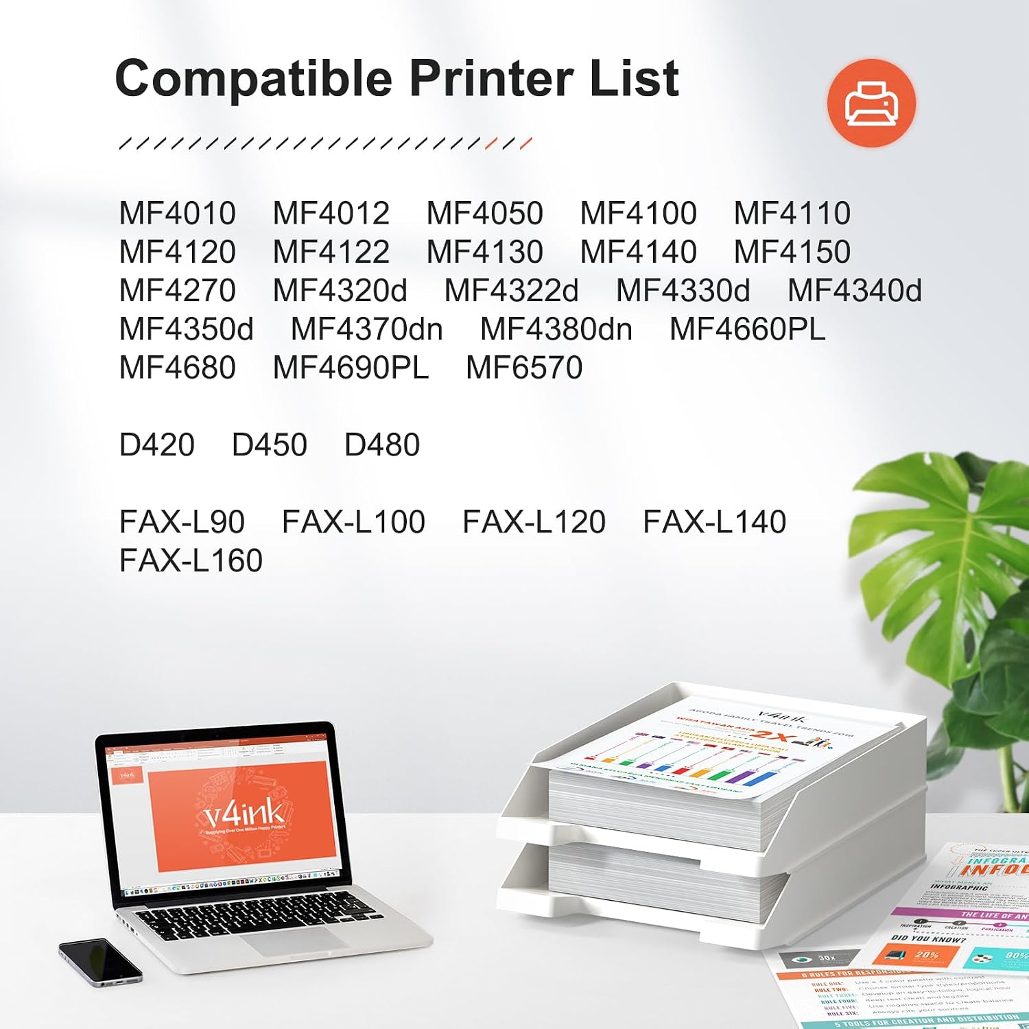 Detalle de v4ink ZNC-CRG-104-FC14 Black Compatible Toner Cartridge, 4-Pack