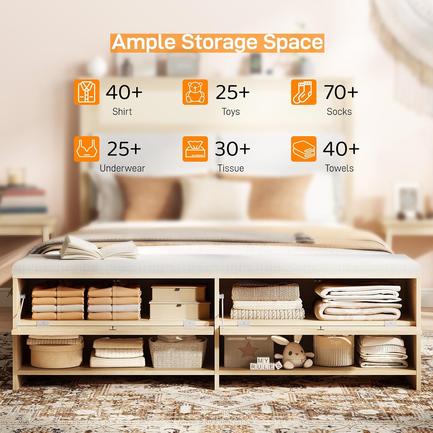 Detalle 2 de VINGLI Full Bed Frame with Rattan Headboard