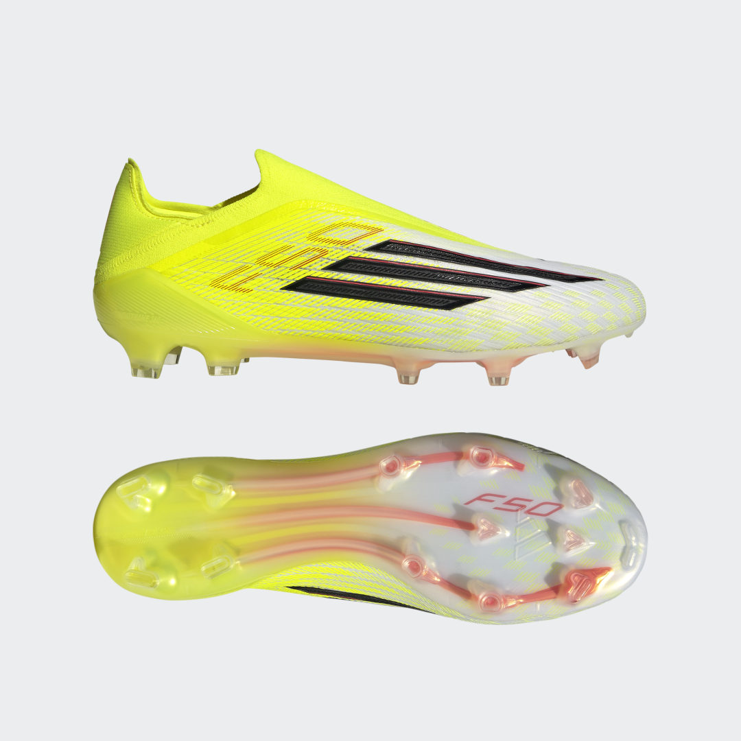 Detalle de Adidas F50 ELITE, bota de fútbol sin cordones para césped natural seco amarilla