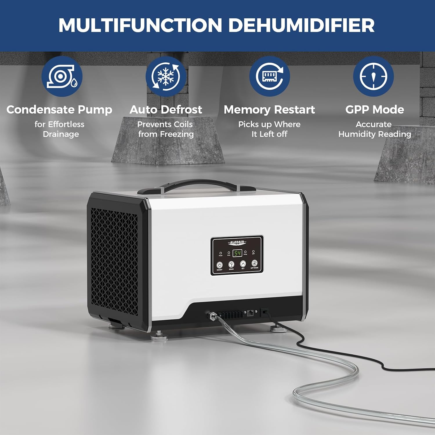 Detalle de ALORAIR Helios MP35 Dehumidifier with Pump, 70-Pint Capacity