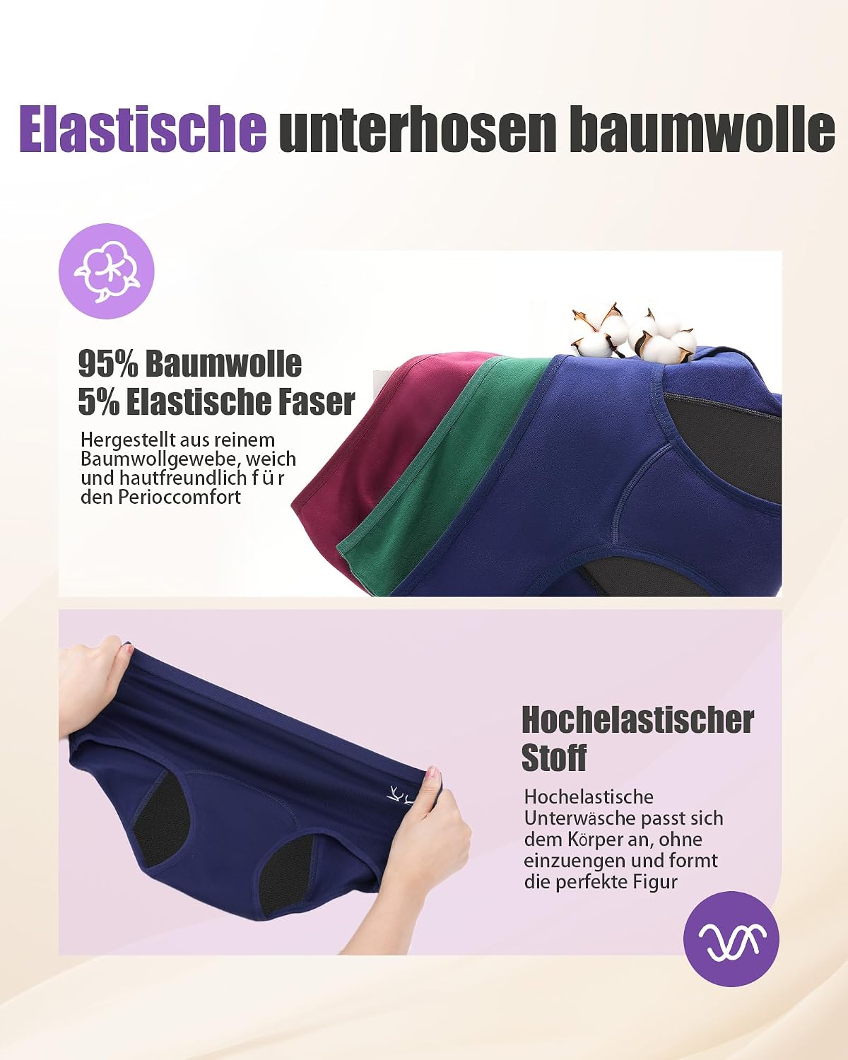 Detalle de TANSTC Periodenunterwäsche 3er Pack 60 ml 🩲