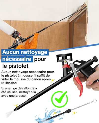Detalle de Lytool Pistolet Mousse Polyuréthane Sans-Nettoyage – Tout Métal, vanne intégrée
