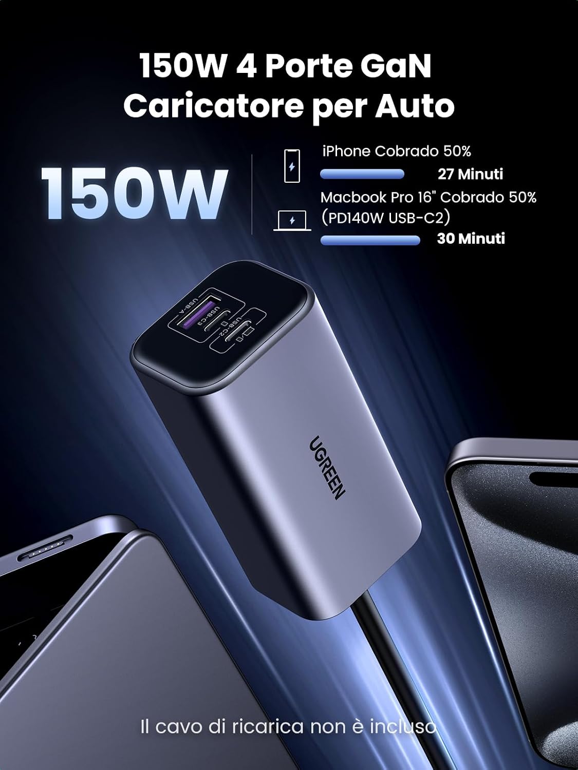 Thumbnail 1 de UGREEN Auto150W caricatore auto USB-C 150W