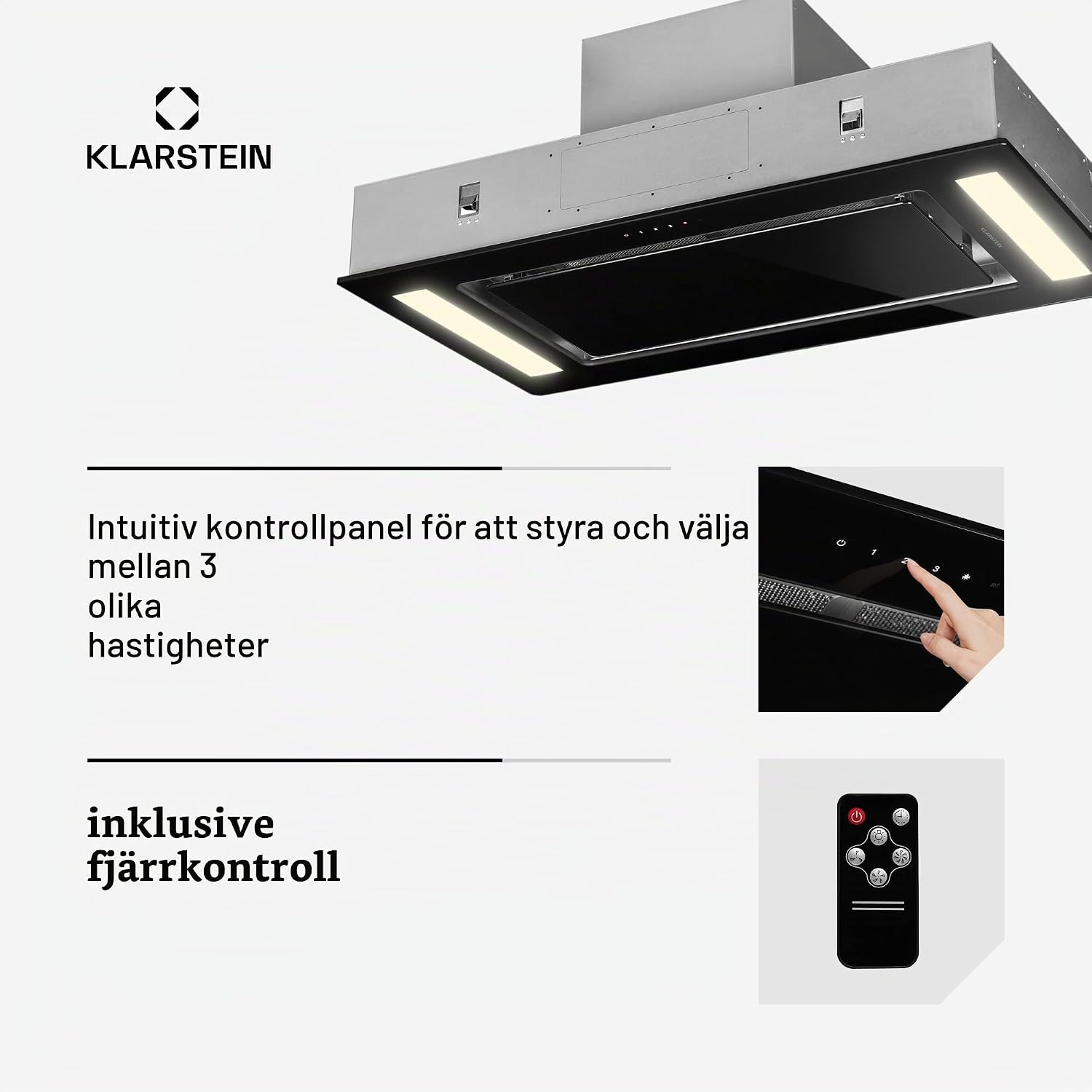 Thumbnail 4 de Klarstein Remy CGCH2-Remy-BL spisfläkt för underskåp, 90 cm, LED och fjärrkontroll
