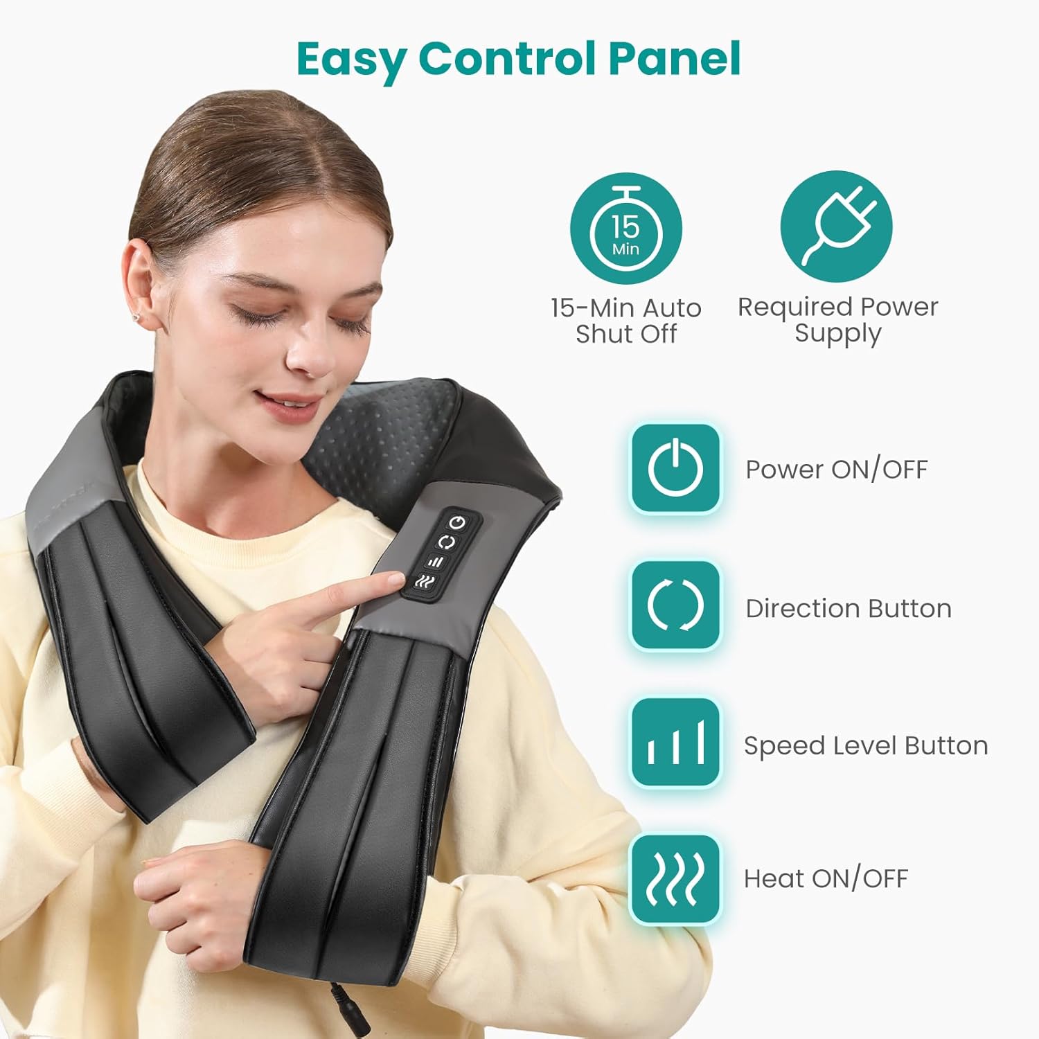 Thumbnail 5 de Nekteck Shiatsu Neck Massager with Heat for Pain Relief (Not Cordless)