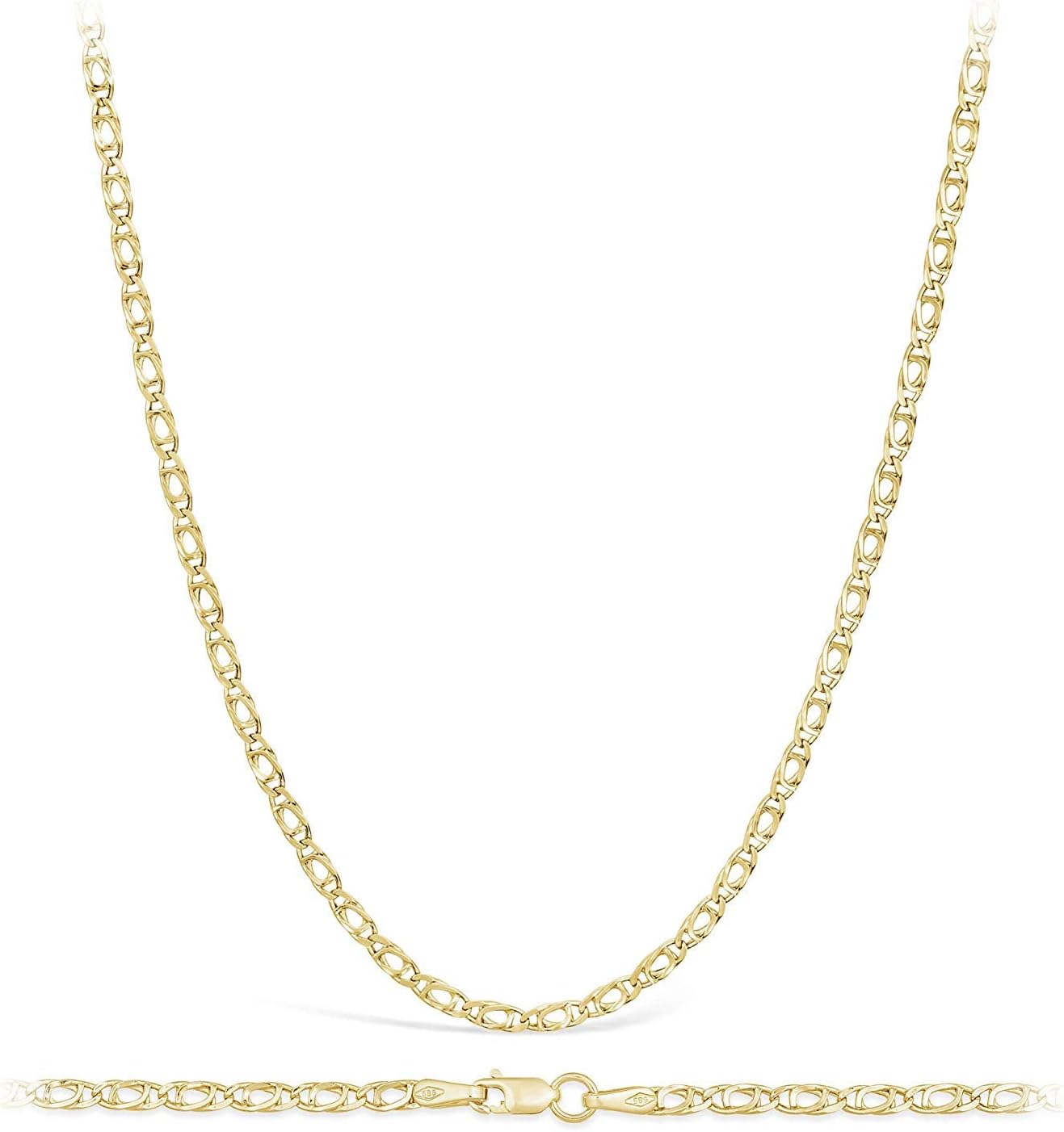 Detalle 2 de Chaîne en Or Jaune 14 Carats (585) avec œil de tigre – Largeur 2,20 mm, longueur personnalisable