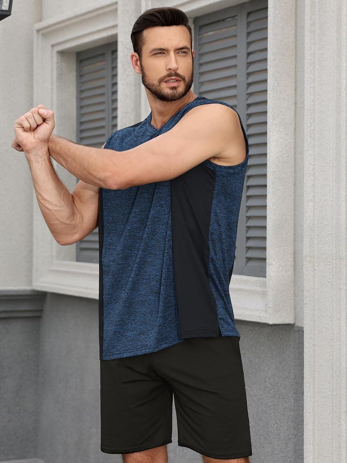 Detalle de Komfokore Herren Tank Tops 1/4er Pack – Atmungsaktive, schnelltrocknende Muskelshirts