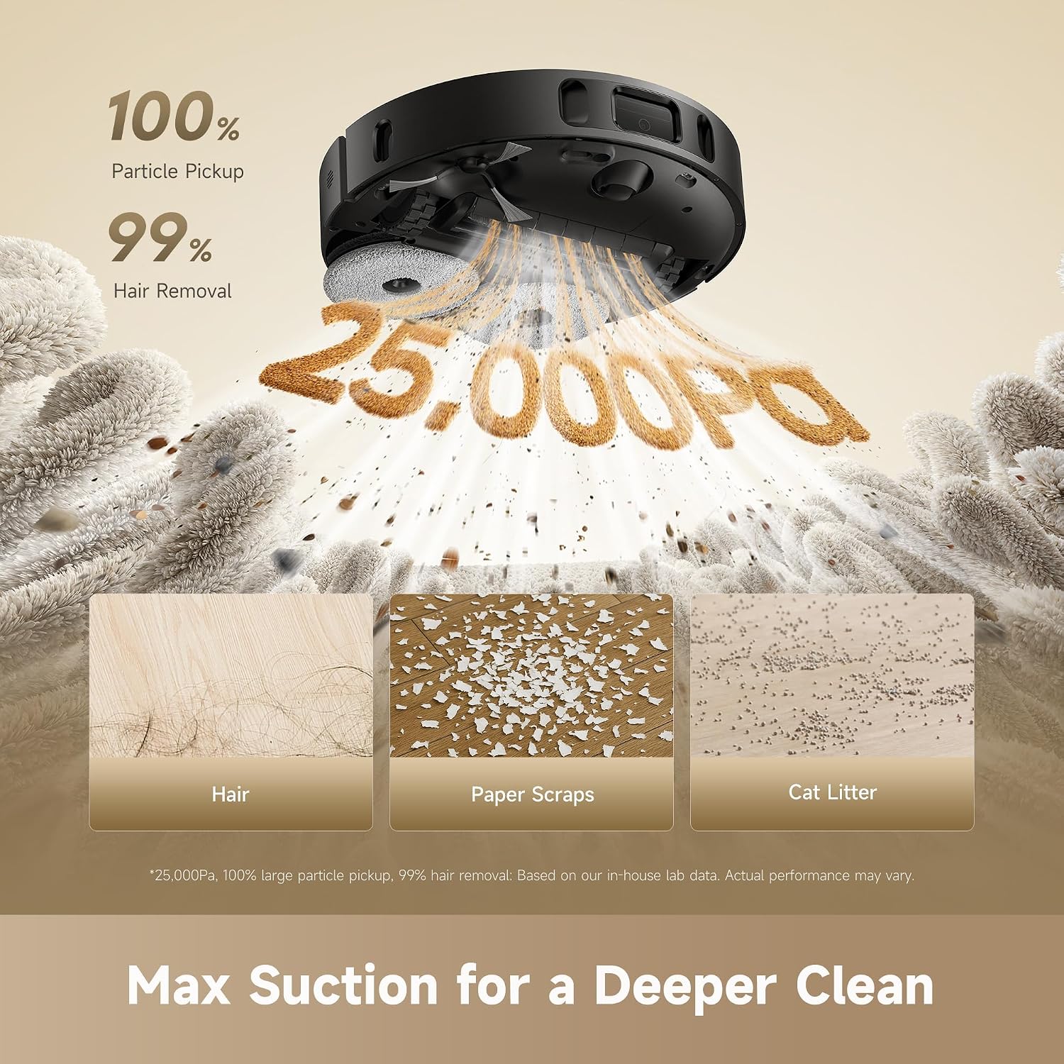 Detalle 2 de Dreame RTD32TE D30 Ultra CE Robot Vacuum and Mop, 25,000Pa Suction