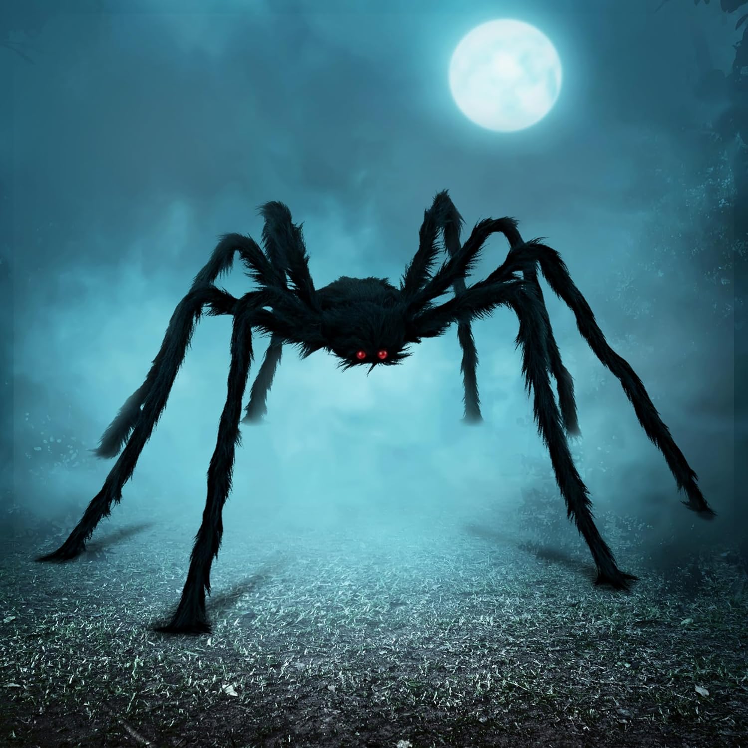 Detalle de JOYIN SC-SP01 Halloween Spider Decor, Adjustable Iron-Wire Legs, Plush Black Finish