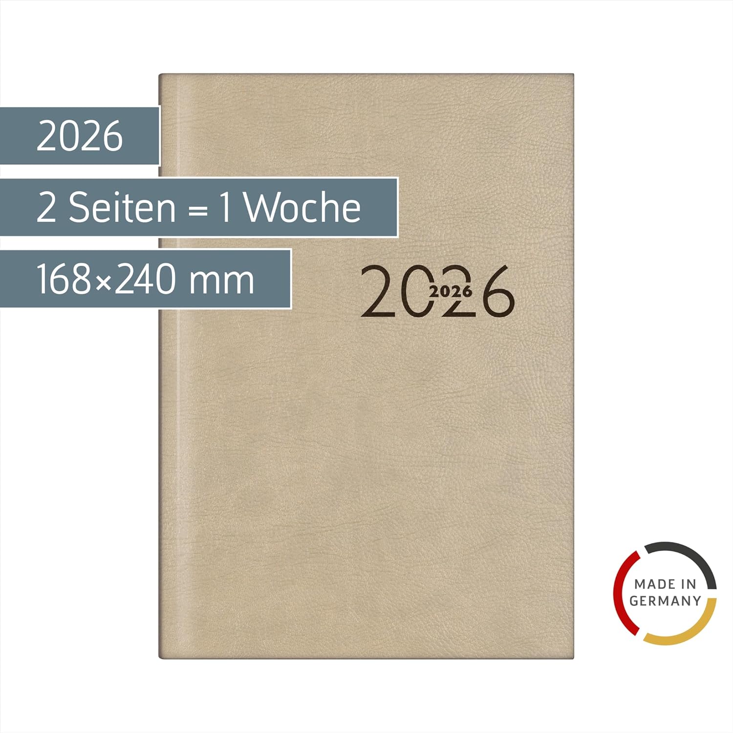Detalle 2 de rido/idé Buchkalender Mod. studioplan int. 2026 – 168 × 240 mm, Kunstleder grau
