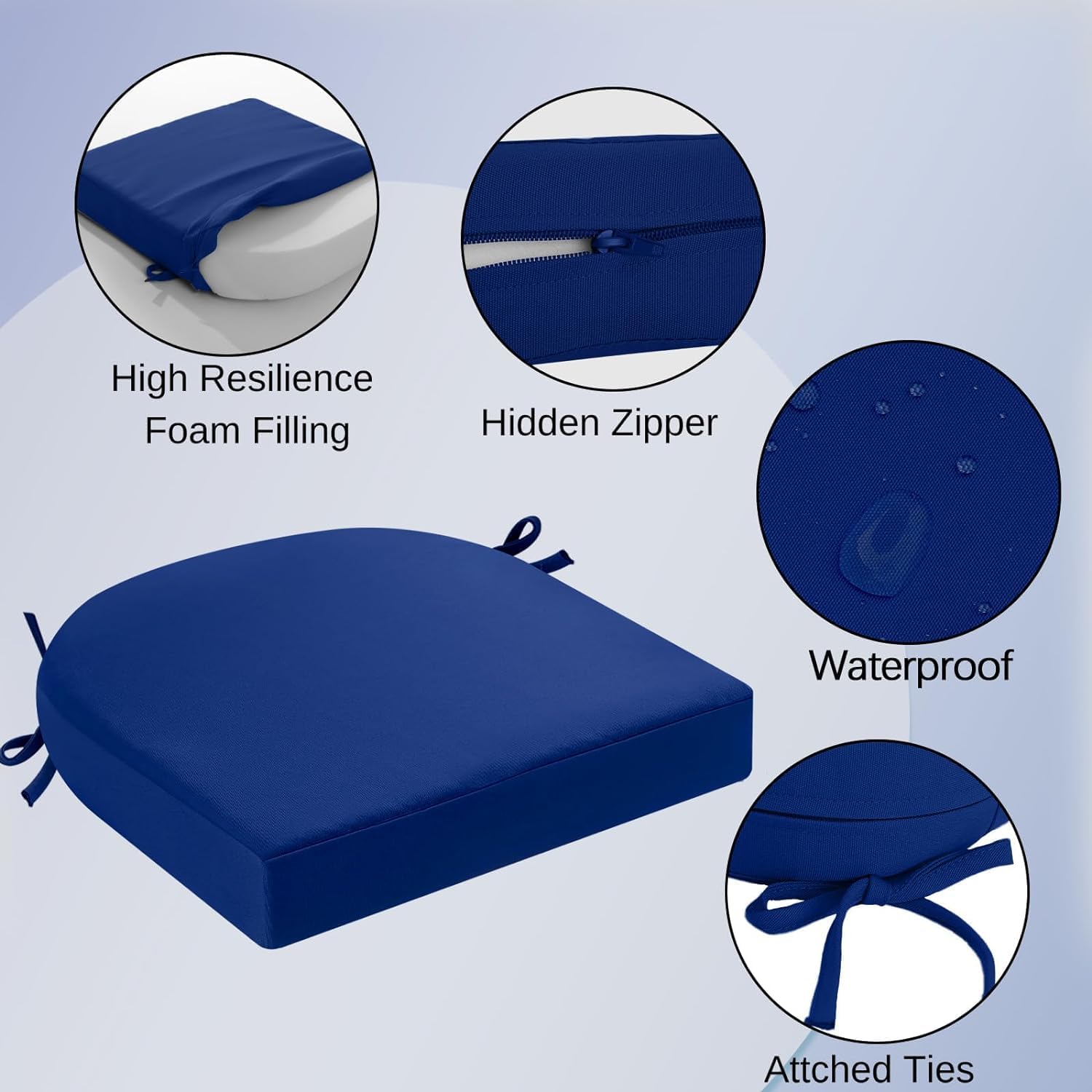 Thumbnail 4 de PRIMEPATIO Outdoor Chair Cushions Set 2 7cm Navy