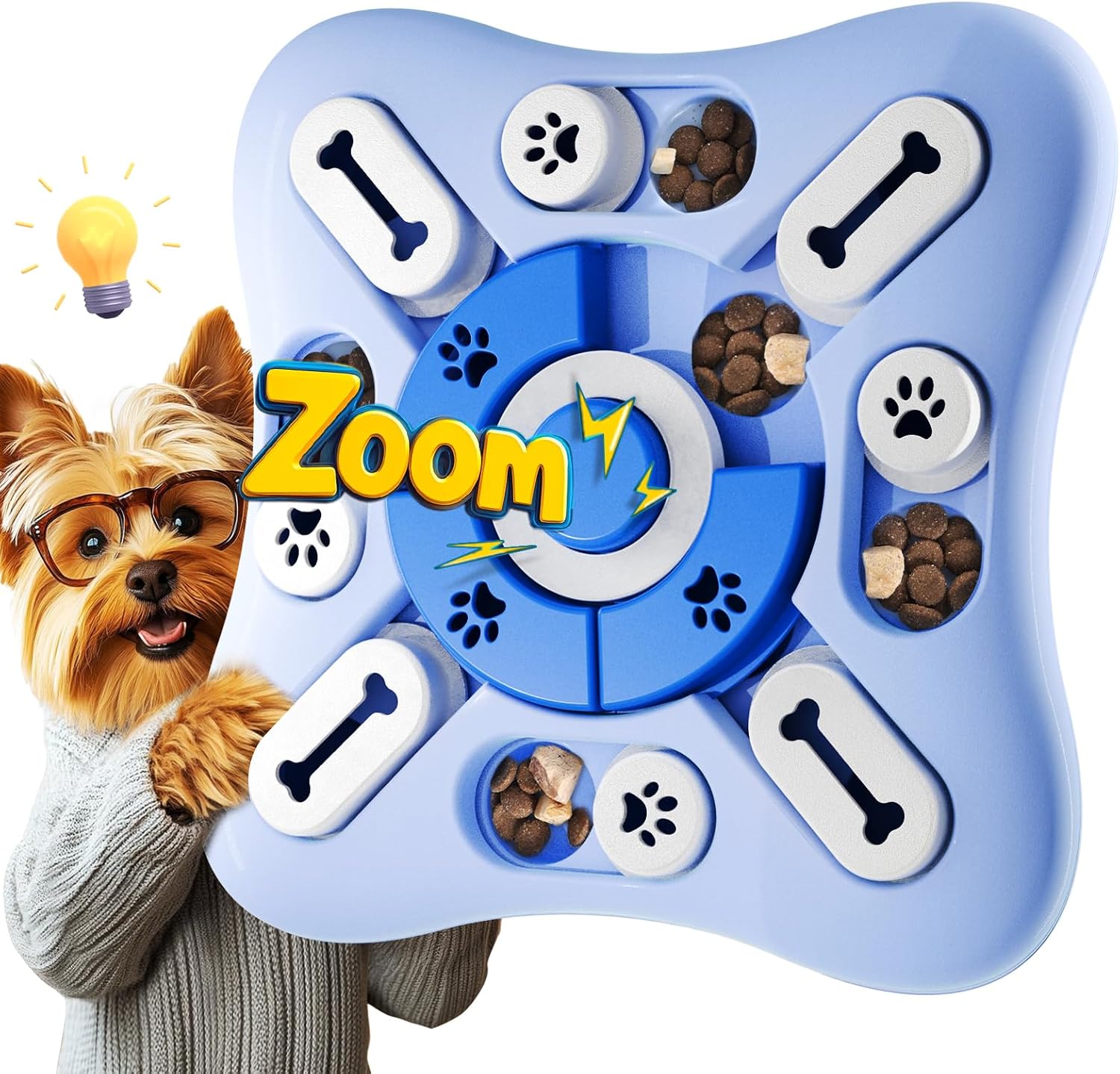 Detalle de Hundespielzeug Intelligenz: Quietschgeräusche & Leckerli-Spiel für IQ-Training, waschbar (weiß)