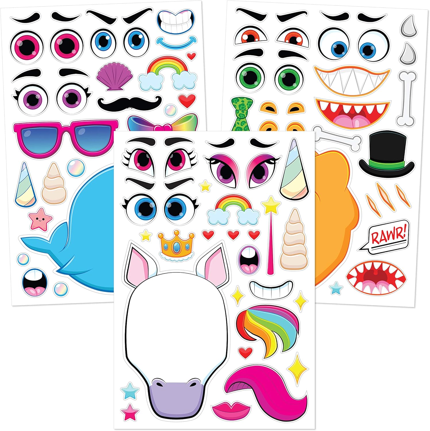 Thumbnail 1 de JOYIN 36 Sheets 9"x6" Make-a-Face Animal Stickers for Kids (36-Piece Set)