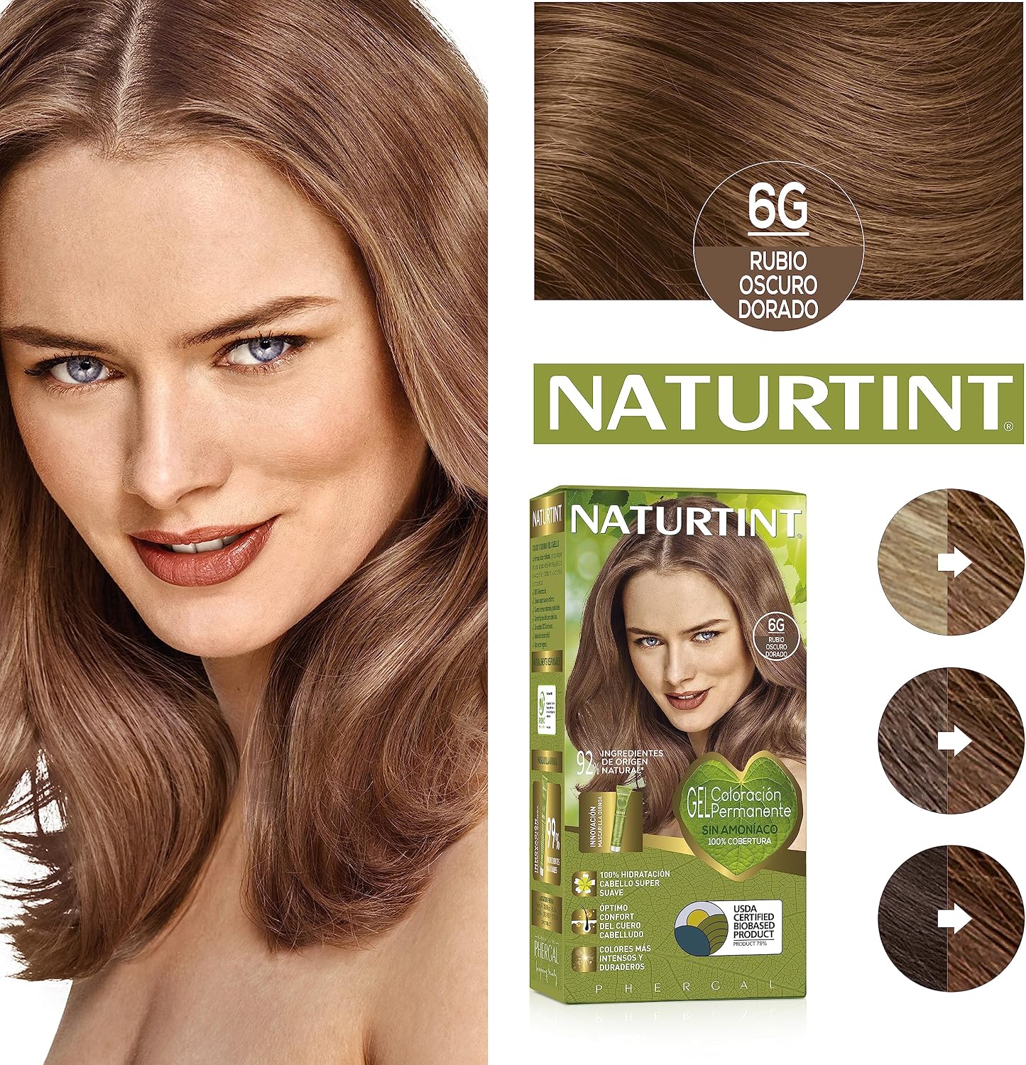 Detalle 2 de NATURTINT Biobased Tinte Permanente Sin Amoniaco Rubio Dorado 🌟
