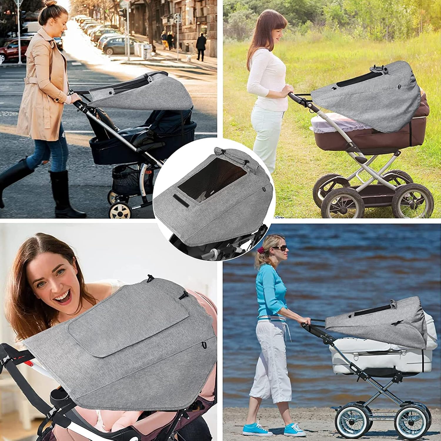 Thumbnail 6 de CaiTang Parasole per Passeggino con lucernario e ali regolabili – protezione UV 50+