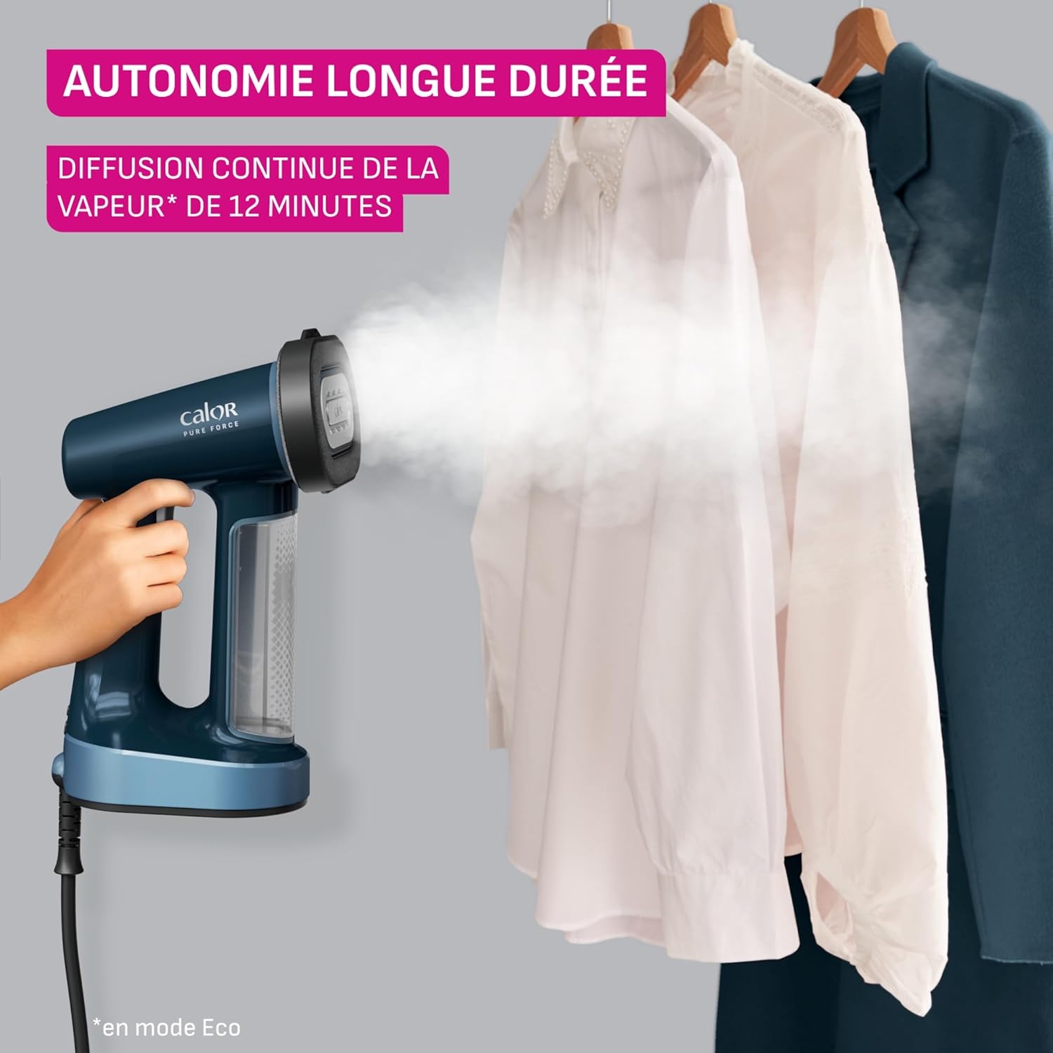 Thumbnail 6 de Calor Pure Force 3en1 DT8755C0 – défroisseur à main et fer à repasser 1800W (bleu métallisé)