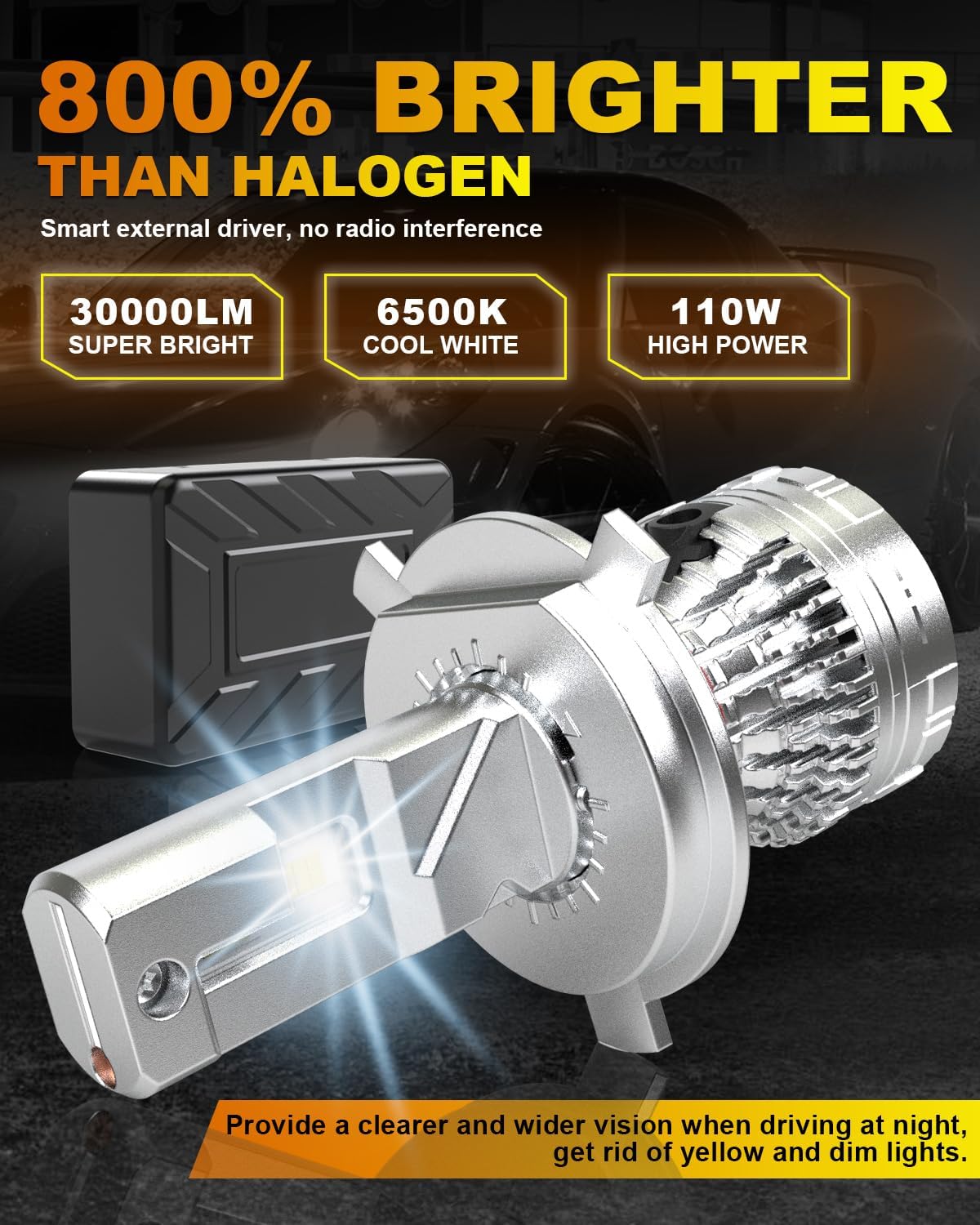 Detalle 2 de ANTEMOON Bombillas H4 LED 110W