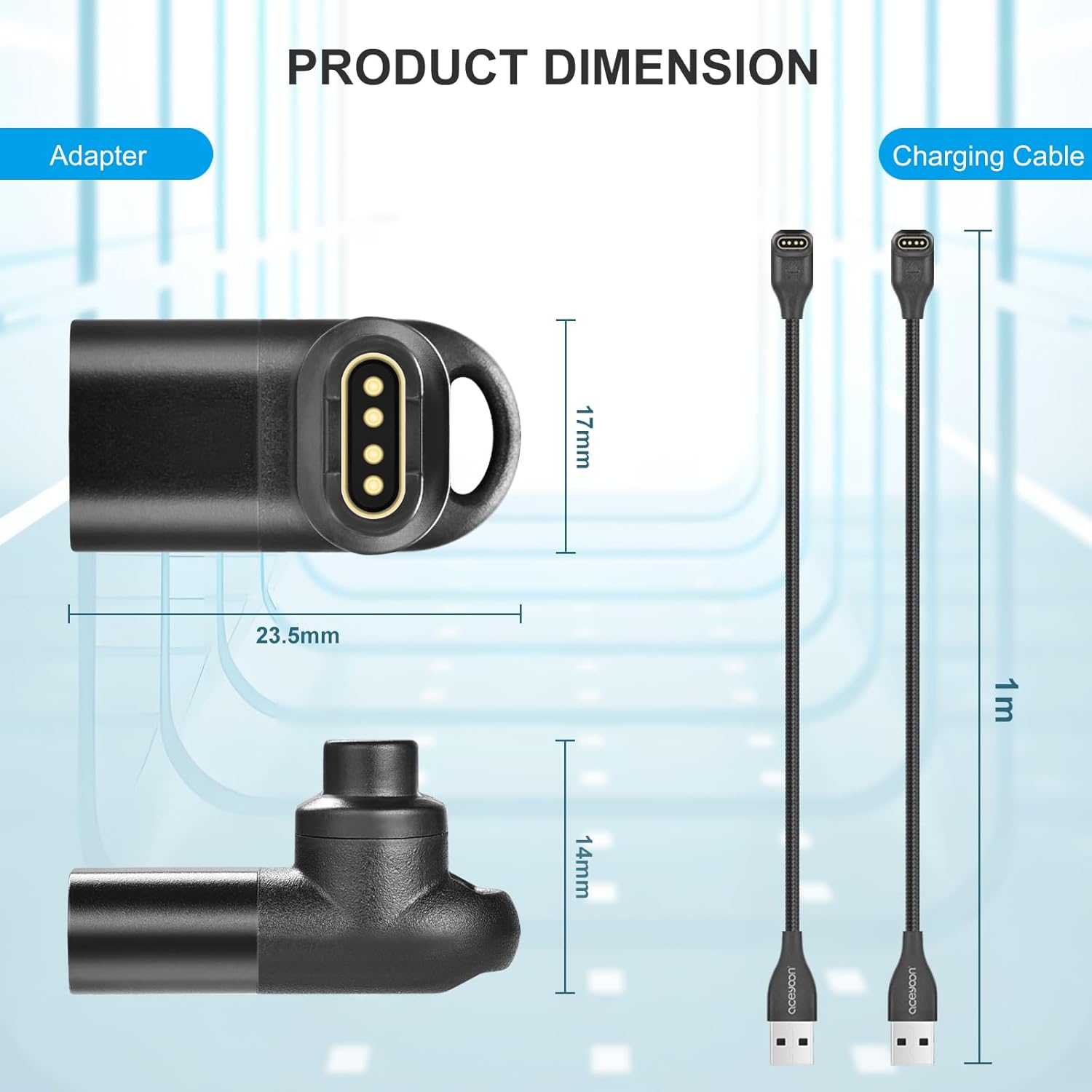 Thumbnail 5 de aceyoon 2 Pack Charger for Garmin Fenix series 1m cable