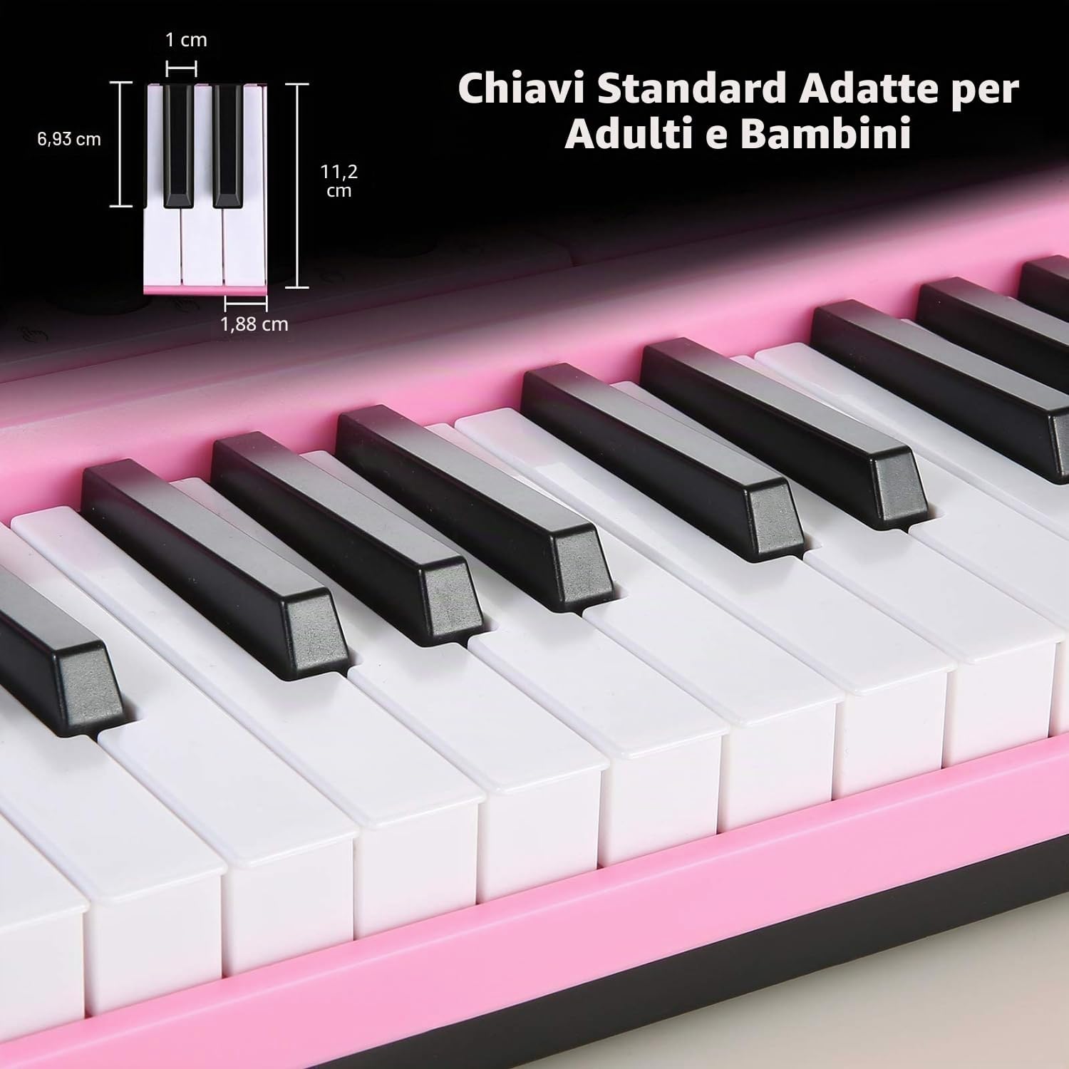 Detalle de Hricane Tastiera digitale a 61 tasti, Rosa — ideale per principianti adulti e bambini
