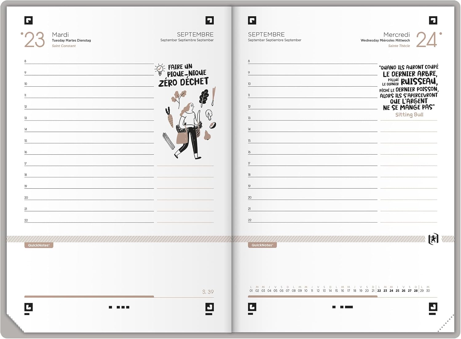 Detalle 2 de Agenda Oxford Boho Chic 12x18 cm – 1 jour par page, 352 pages (Sept 26–Sept 27 Nature)