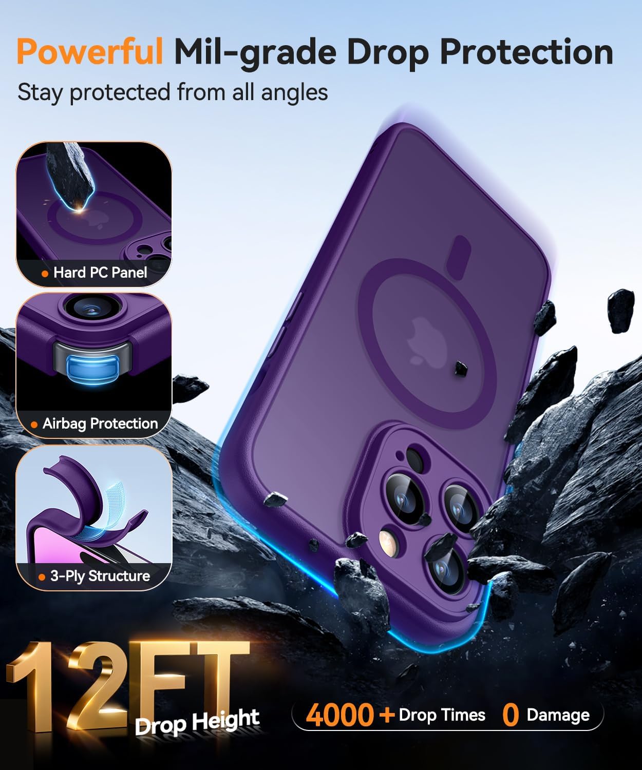 Thumbnail 5 de Coque magnétique CANSHN pour iPhone 14 Pro (6,1 pouces) compatible MagSafe – violet foncé