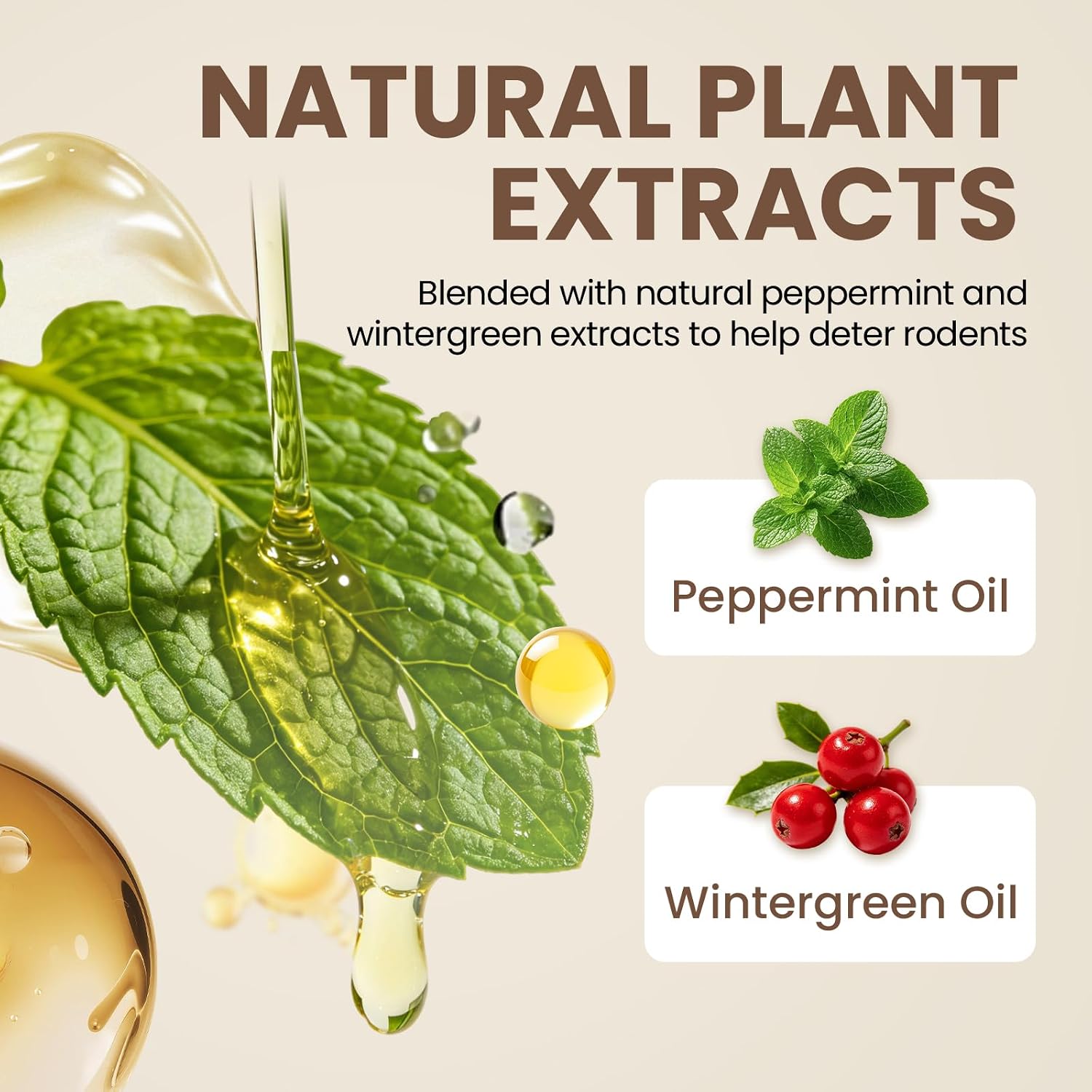 Detalle de Hersohis Rodent Repellent, 48 Peppermint Oil Balls for Indoor and Outdoor Use