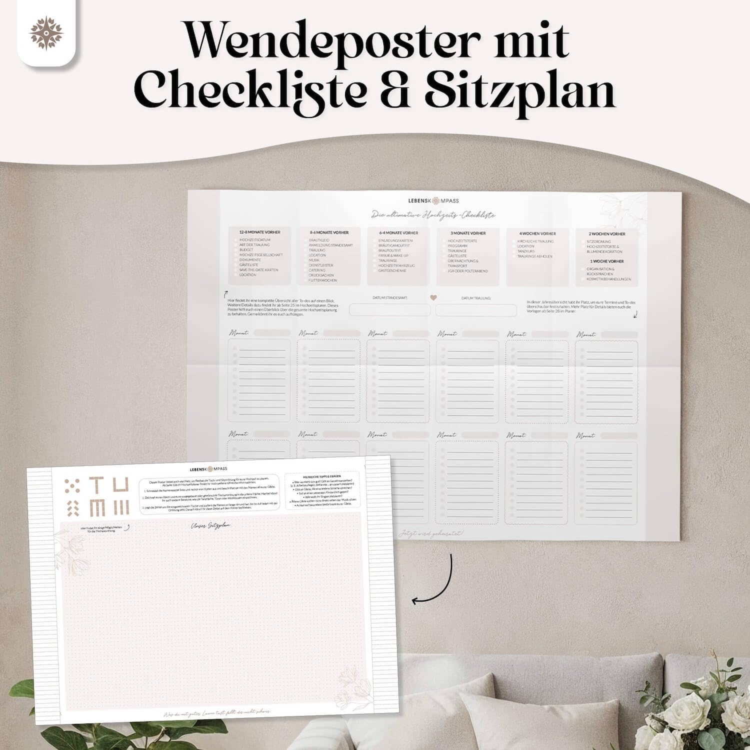 Detalle 2 de LEBENSKOMPASS Hochzeitsplaner A5+ mit 192 Seiten