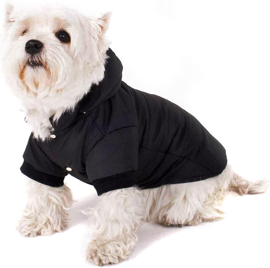 Thumbnail 2 de Manteau Noir pour chien avec capuche (taille S / 27 cm) – veste chic et anorak pour les sorties