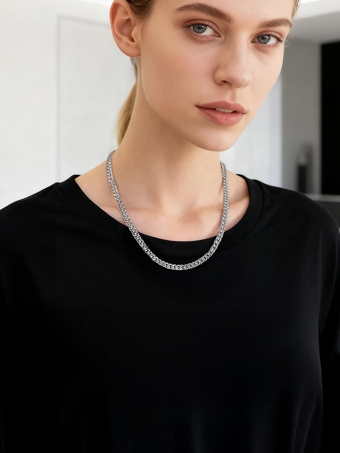 Detalle de ChainsHouse Panzerkette Miami – 5/7/9/12 mm, Edelstahl 316L, 66 cm, silber/gold/schwarz