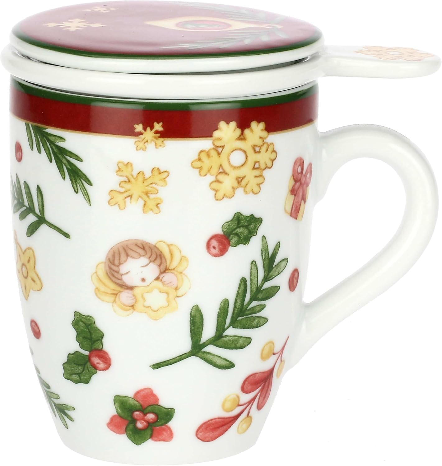 Detalle de THUN Tisaniera in Porcellana Collezione Sorprese di Natale, 350 ml – Idea Regalo per Natale