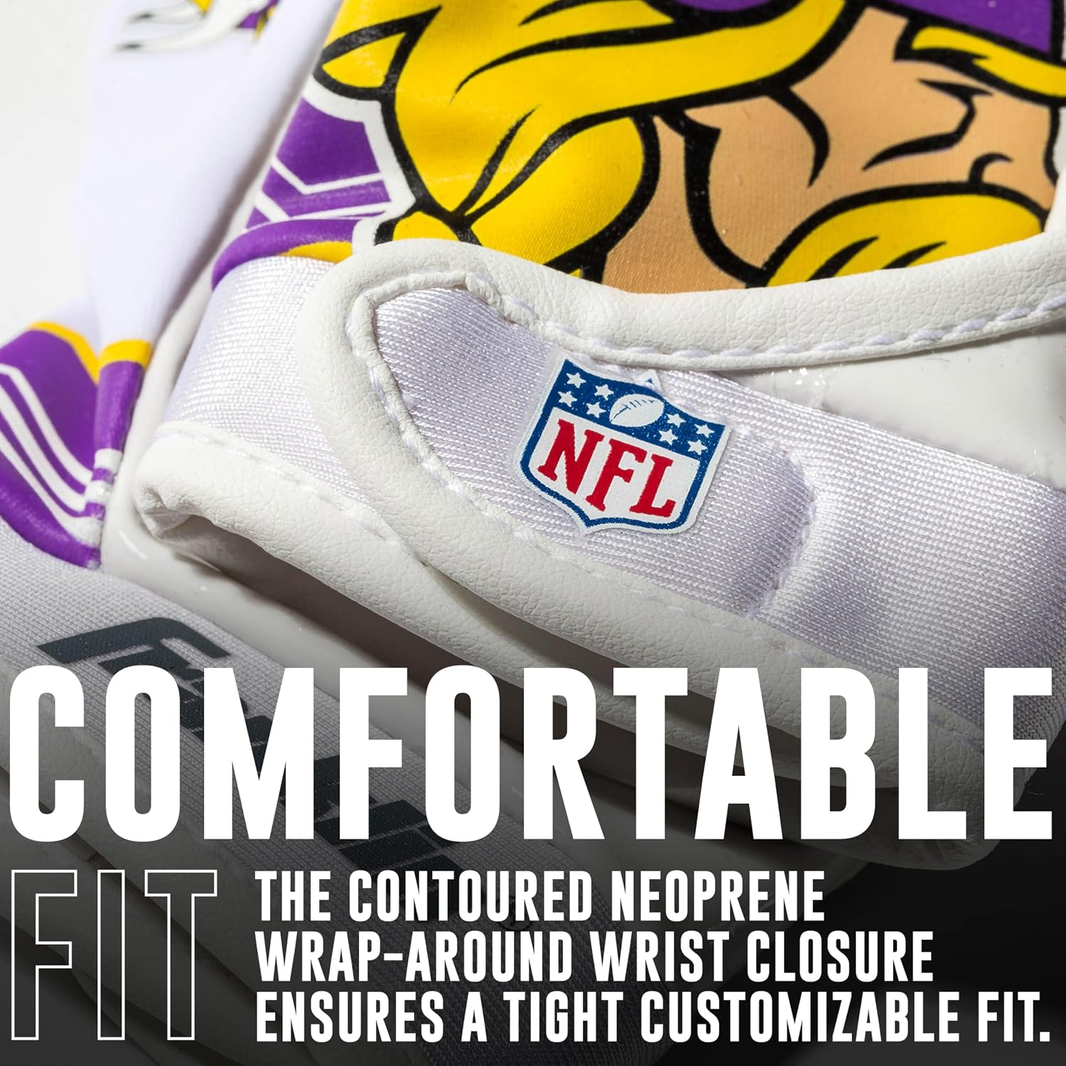 Detalle 2 de Franklin Sports 70007F07-P Minnesota Vikings Youth Receiver Gloves