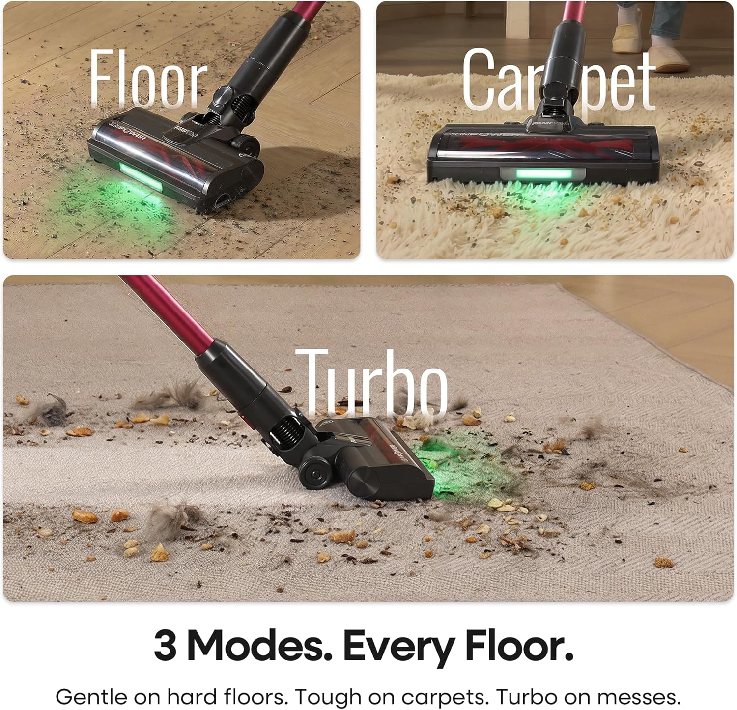 Thumbnail 6 de FAMIVAC FV3 Cordless Vacuum Cleaner: 60KPa power, 50min run time, foldable reach