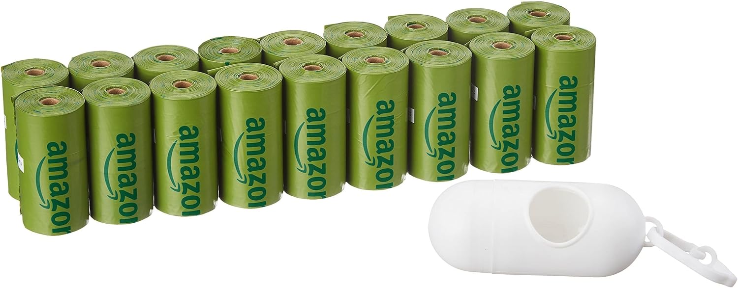 Amazon Basics Dog Poop Bags with Dispenser (270 Bags) – Cucumber Scent, Leakproof & Clip