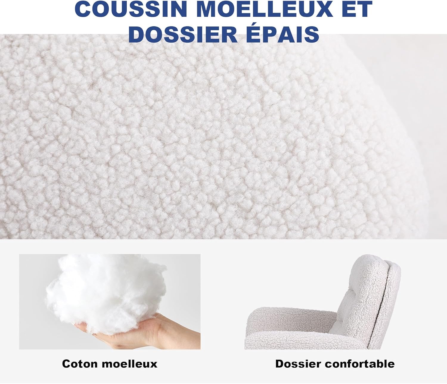 Detalle de Youhauchair Chaise Bureau – Fauteuil ergonomique en fausse fourrure, hauteur réglable et assise rembourrée