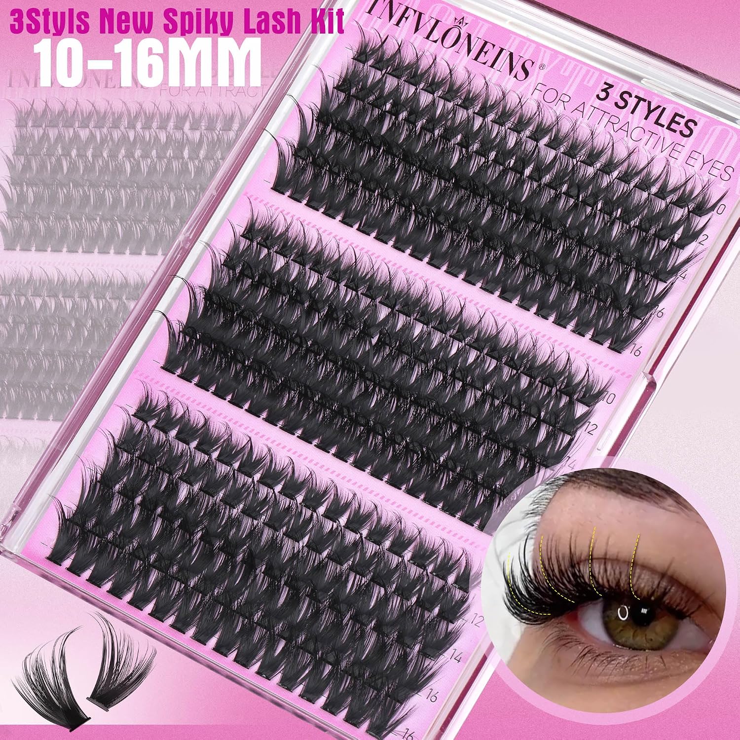 Thumbnail 5 de TNFVLONEINS Lash Clusters 10-16MM Wispy ๐