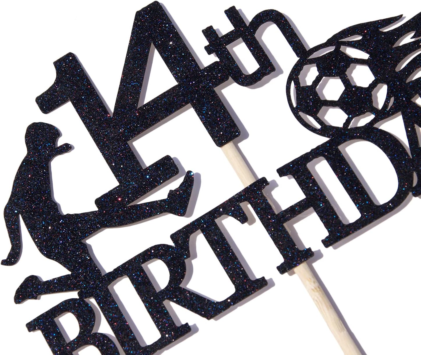 Thumbnail 6 de 14th Birthday Cake Topper, Black Glitter