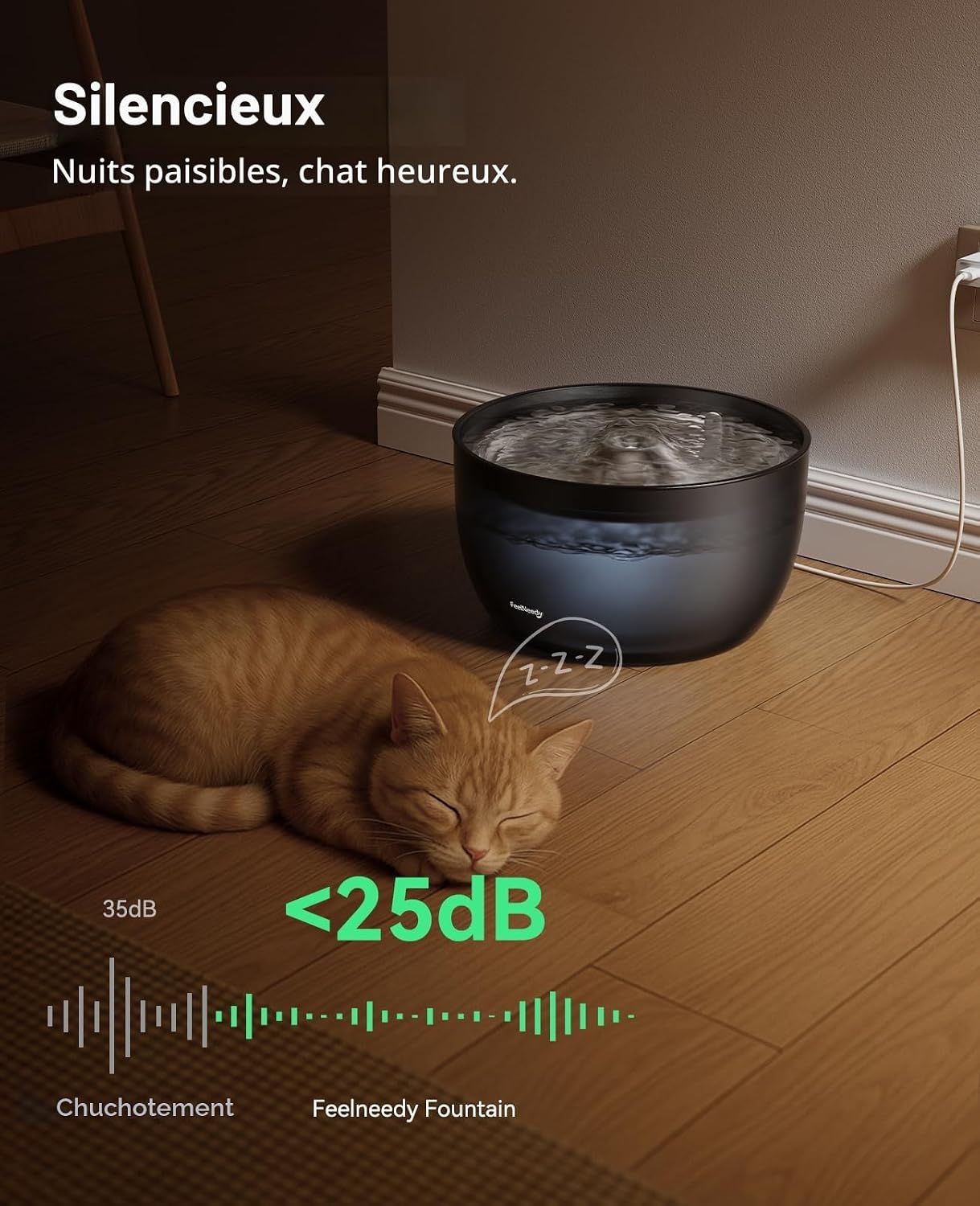 Detalle de FEELNEEDY Fontaine à Eau 3L silencieuse pour Chats — Distributeur Automatique