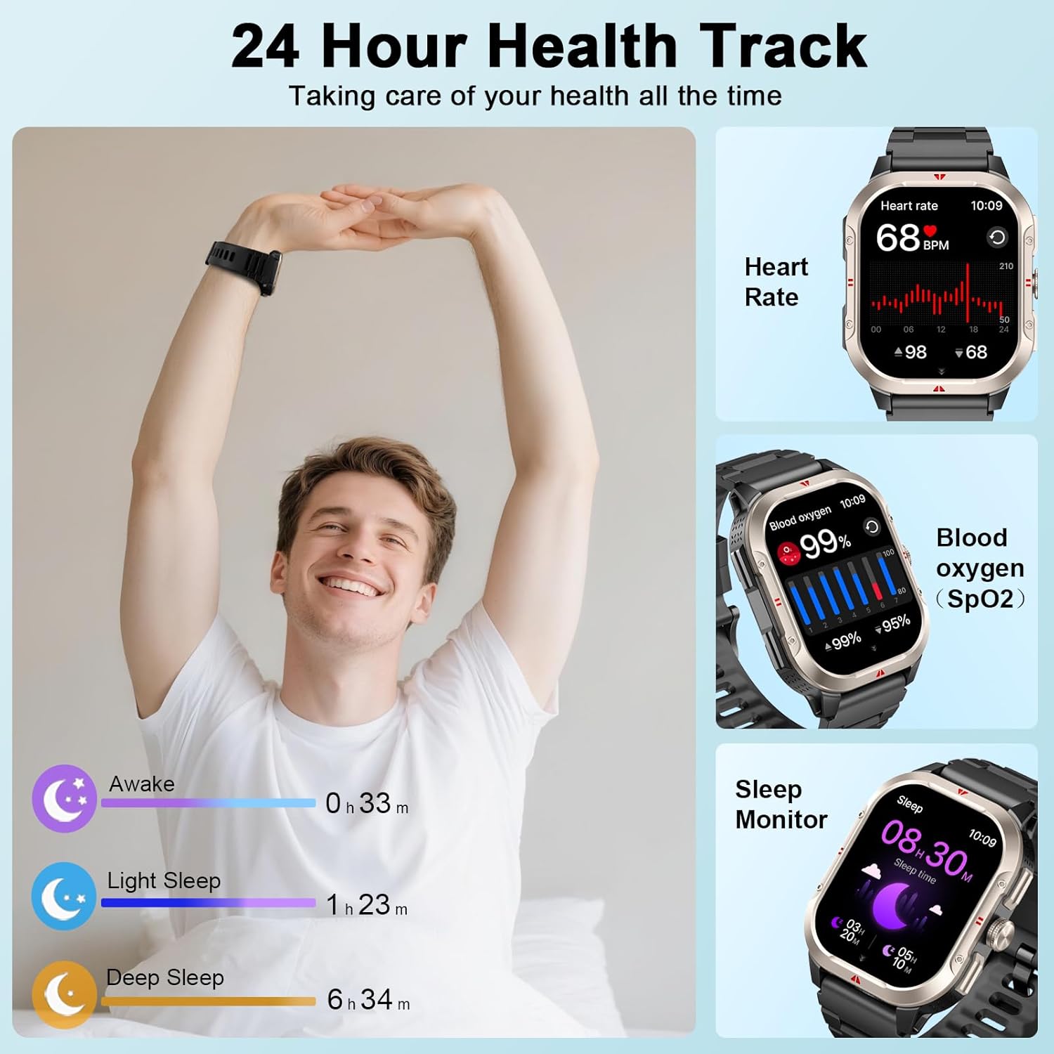 Thumbnail 3 de Smart Watch for Men GPS (2.06" HD Screen) with Bluetooth Calling, Heart Rate & GPS Fitness Modes