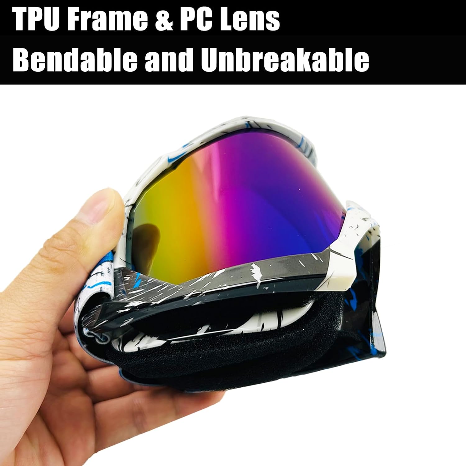 Thumbnail 2 de 4-FQ Motocross Brille (Graffiti Grün) – Anti-Fog UV-Schutz, schlagfest & verstellbar