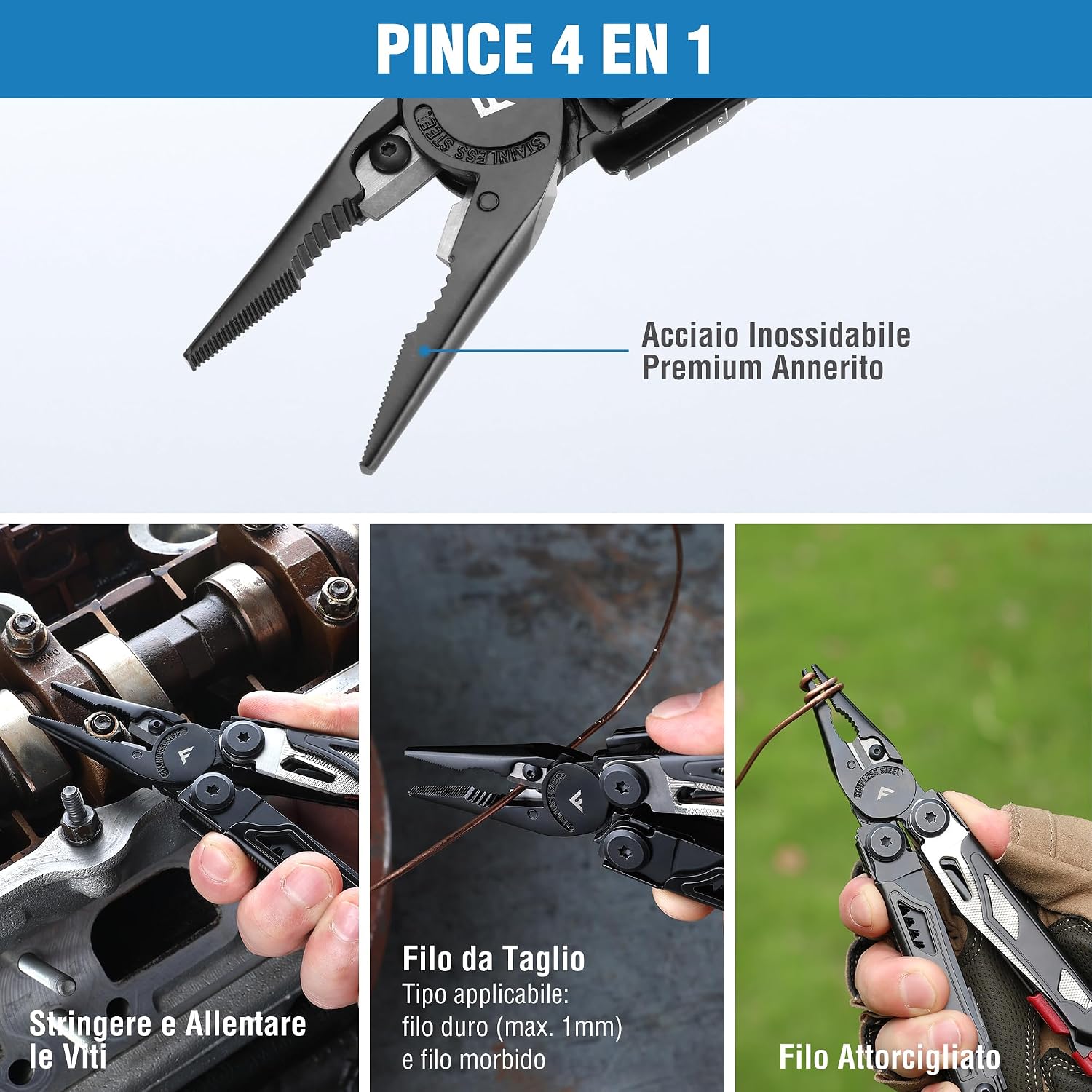 Thumbnail 3 de FLISSA Pinza Multiuso 19 In 1 – Strumento multifunzionale in acciaio inox con borsa Oxford