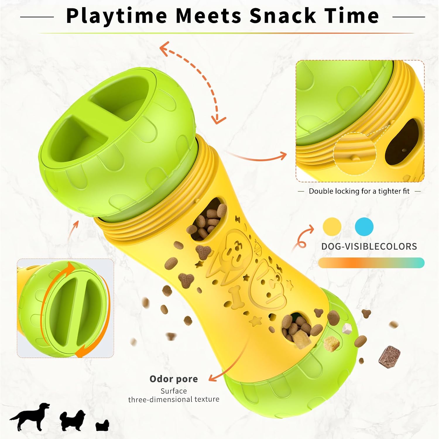 Thumbnail 3 de Interactive Dog Toys for Boredom: Treat Dispenser & Slow Feeder (Yellow) for Small/Medium Dogs