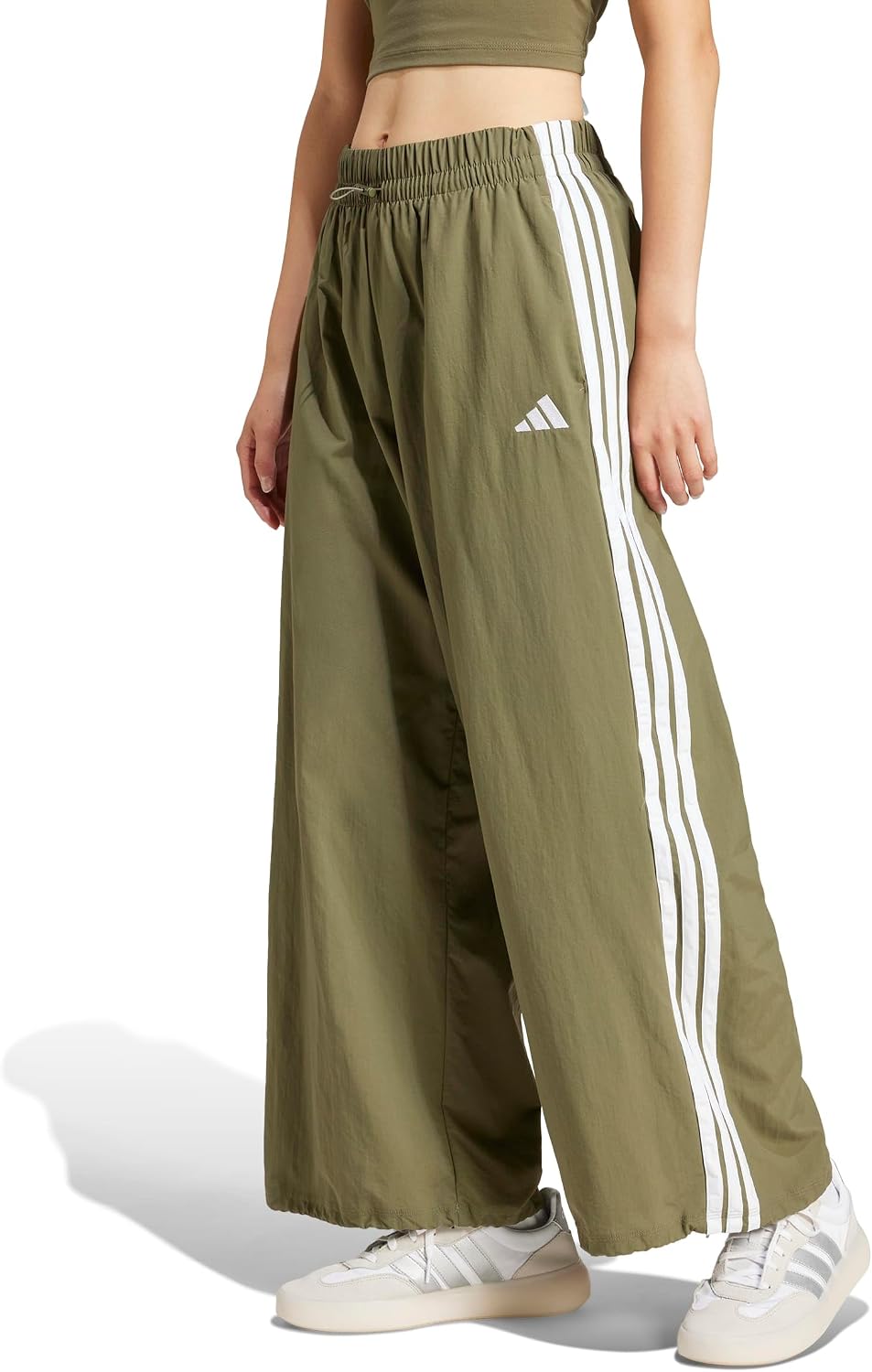 Detalle de adidas Donna Essentials 3-Stripes Lifestyle Woven Parachute Pants - Nero/Bianco, M