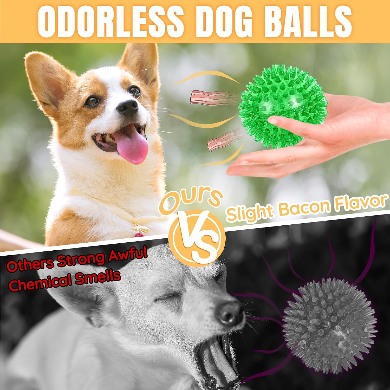 Detalle de Ousiya 65 mm spiky squeaky dog balls 6-pack