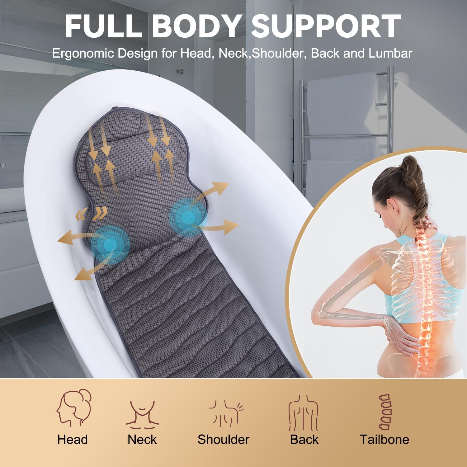 Detalle 2 de Full-body bath pillow with 4D Air Mesh