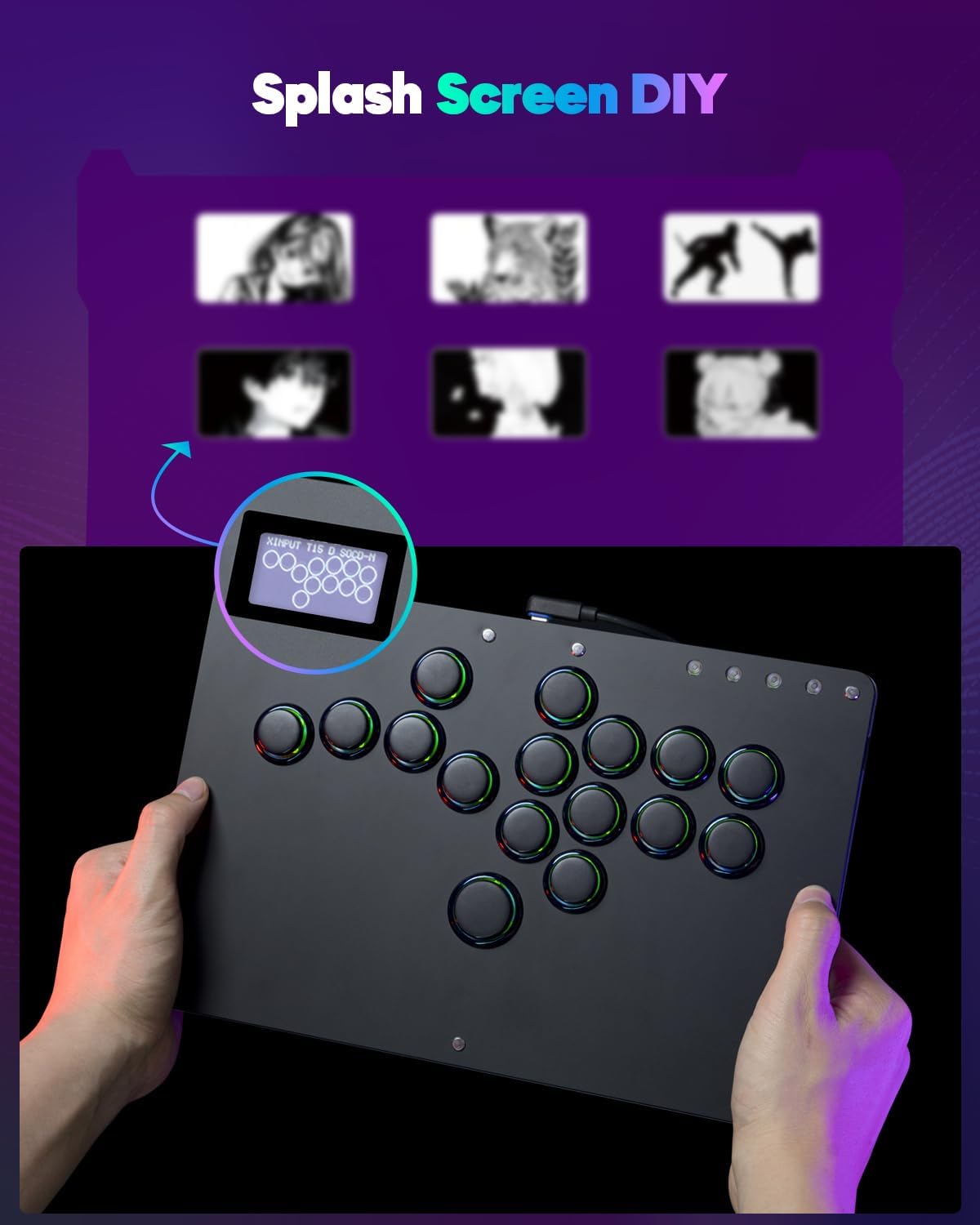 Thumbnail 6 de Sehawei Arcade Stick R16 All-Button Controller (16 keys) with custom RGB, turbo & hot-swap for PC/PS3/PS4/Switch/Steam