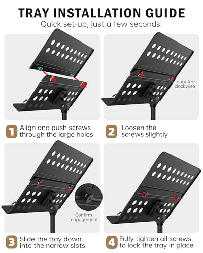 Thumbnail 4 de Vekkia Professional Sheet Music Stand with Carrying Bag (80-142 cm)
